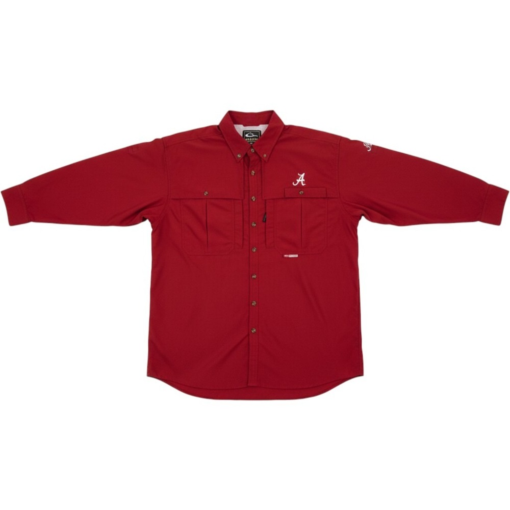 Drake Waterfowl Mens Alabama Crimson Tide Fishing Shirt Red XL Ventilated L/S